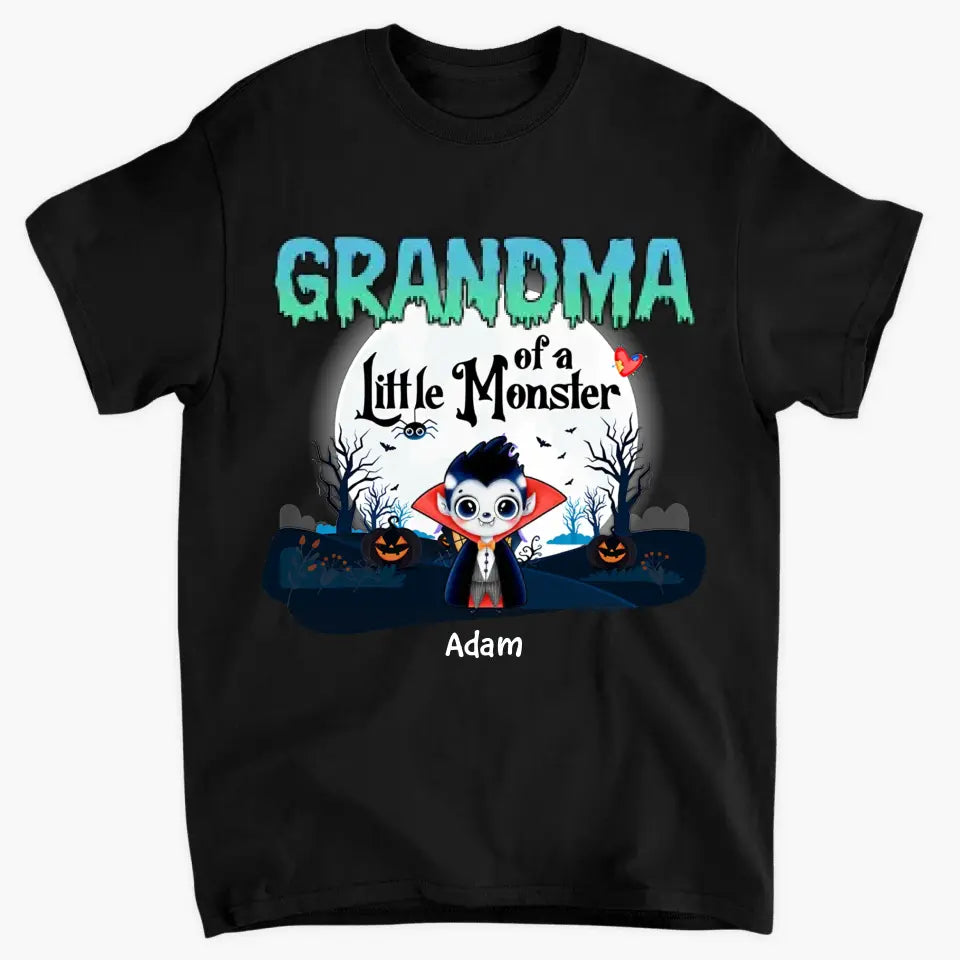 Grandma Of Little Monsters - Personalized Custom T-shirt - Halloween Gift For Grandma, Mom, Grandpa, Dad
