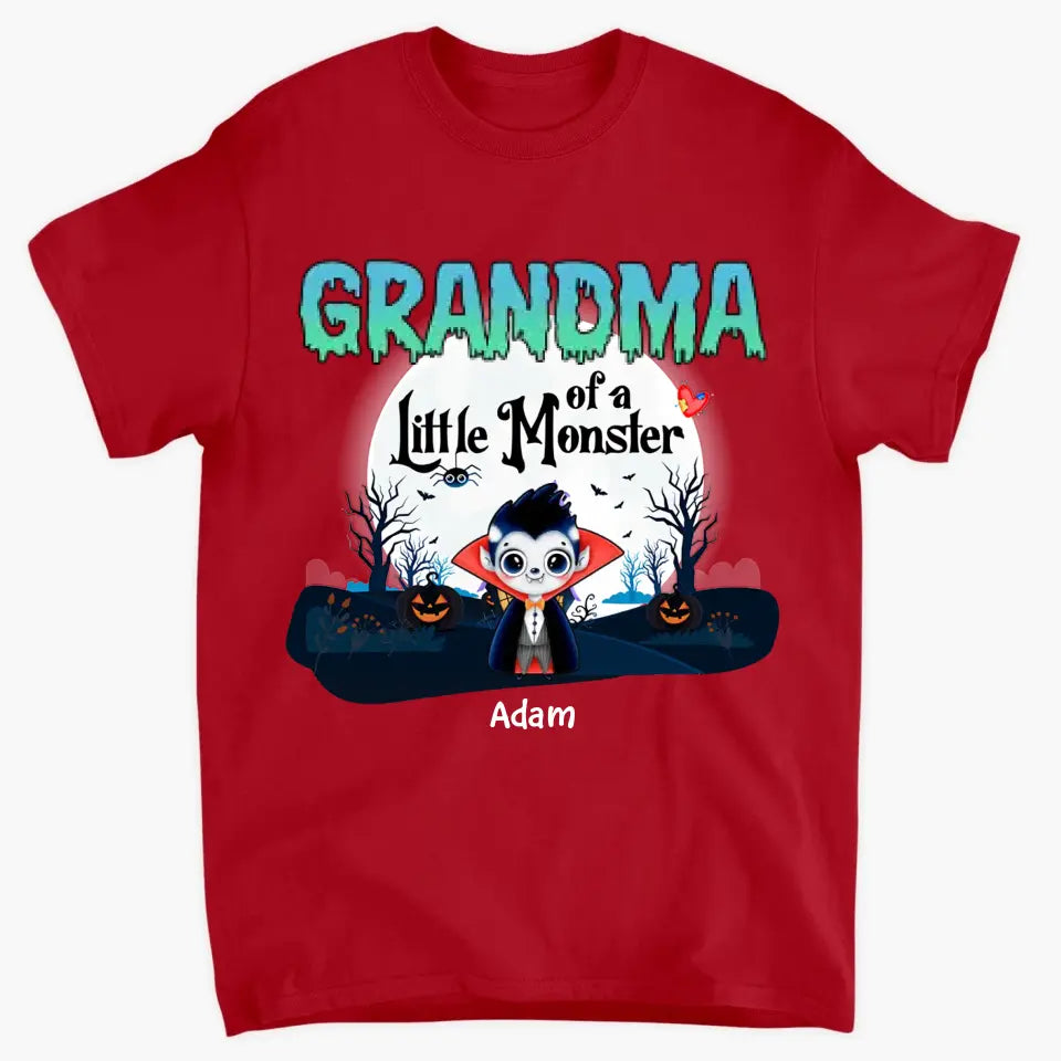 Grandma Of Little Monsters - Personalized Custom T-shirt - Halloween Gift For Grandma, Mom, Grandpa, Dad