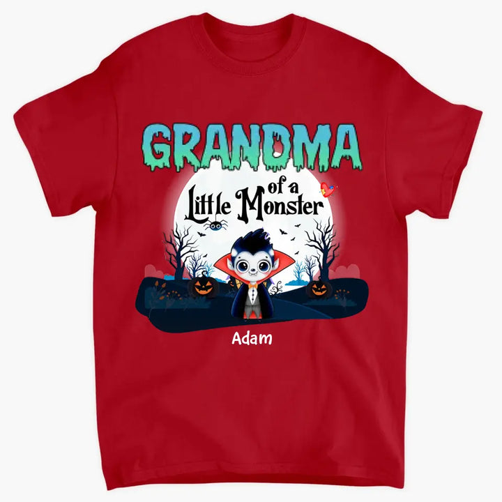 Grandma Of Little Monsters - Personalized Custom T-shirt - Halloween Gift For Grandma, Mom, Grandpa, Dad
