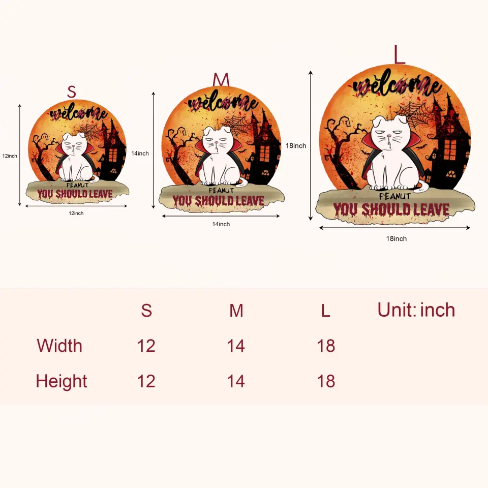 Welcome, You Should Leave - Personalized Custom Halloween Welcome Sign - Halloween Gift For Cat Mom, Dog Dad, Pet Owner