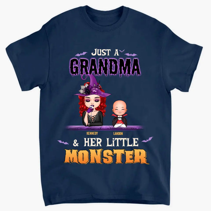 Just A Grandma And Her Little Monsters - Personalized Custom T-shirt - Halloween Gift For Grandma, Mommy