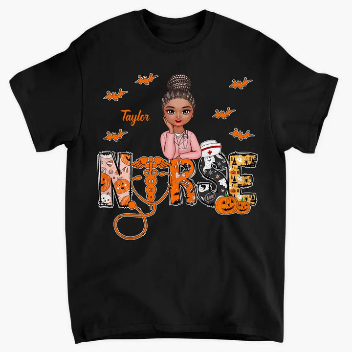 Halloween Nurse - Personalized Custom T-shirt - Nurse's Day, Halloween, Appreciation Gift For Nurse