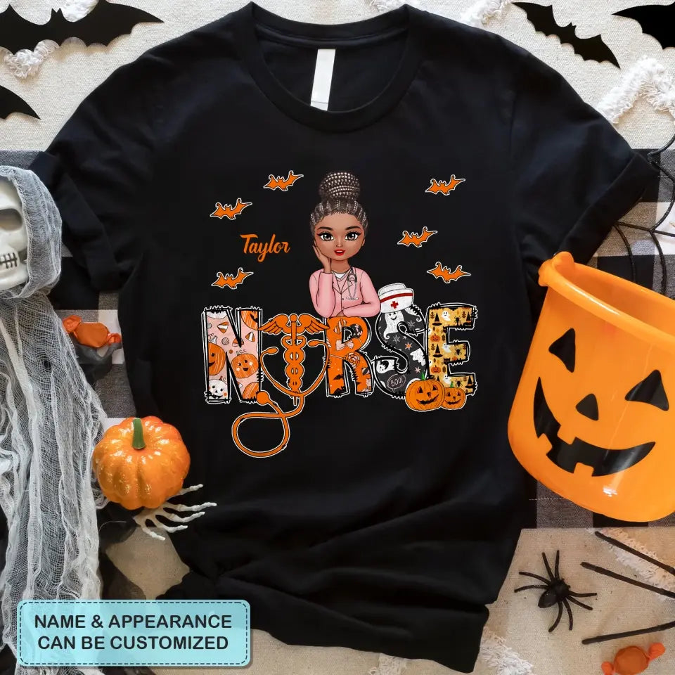 Halloween Nurse - Personalized Custom T-shirt - Nurse's Day, Halloween, Appreciation Gift For Nurse