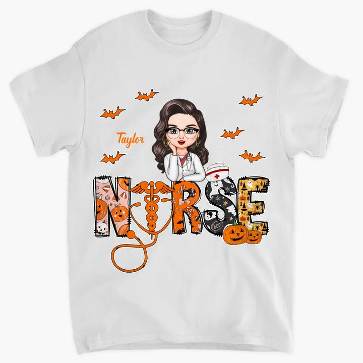 Halloween Nurse - Personalized Custom T-shirt - Nurse's Day, Halloween, Appreciation Gift For Nurse