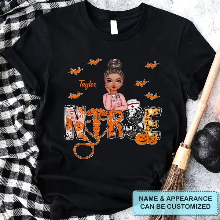 Halloween Nurse - Personalized Custom T-shirt - Nurse's Day, Halloween, Appreciation Gift For Nurse