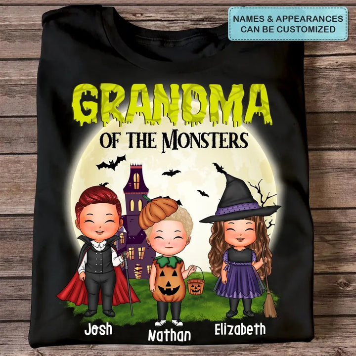 Grandma Of The Monsters - Personalized Custom T-shirt - Halloween Gift For Grandma