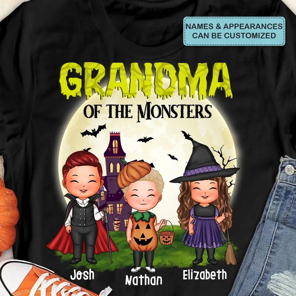 Grandma Of The Monsters - Personalized Custom T-shirt - Halloween Gift For Grandma