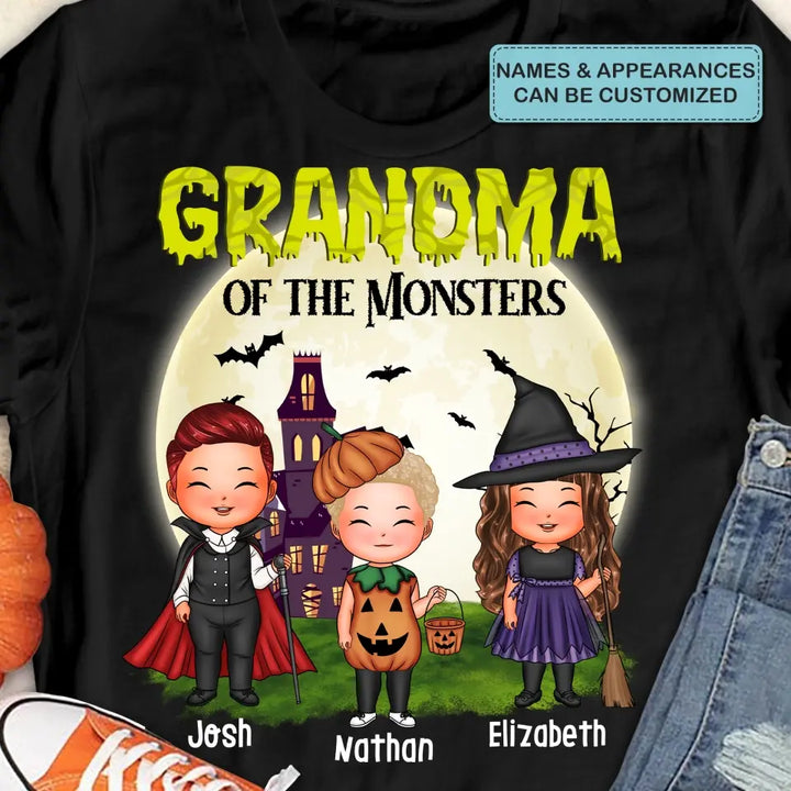 Grandma Of The Monsters - Personalized Custom T-shirt - Halloween Gift For Grandma