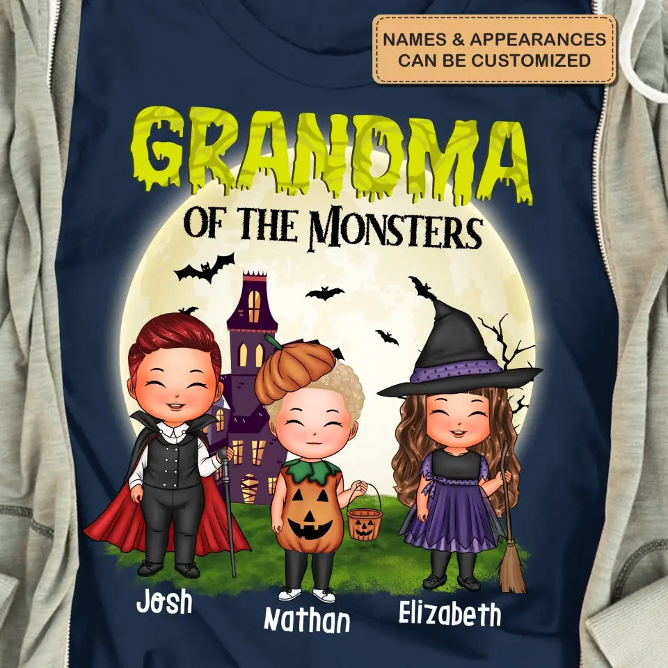 Grandma Of The Monsters - Personalized Custom T-shirt - Halloween Gift For Grandma
