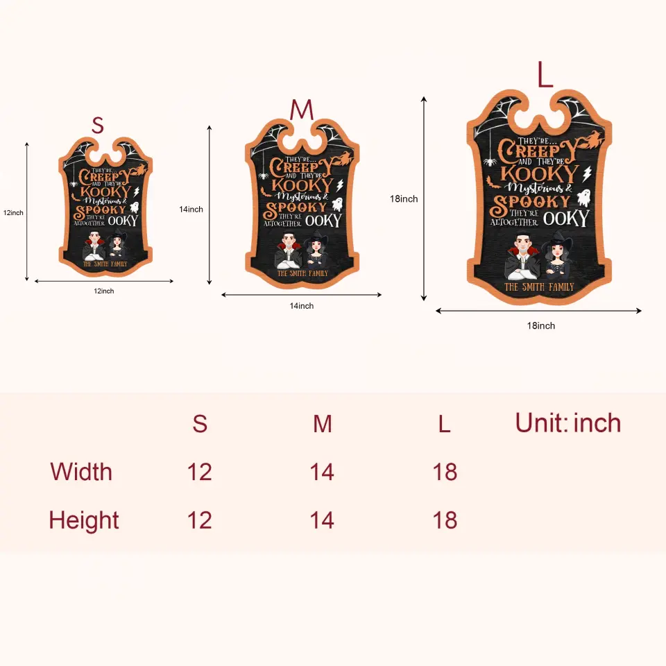 Personalized Custom Door Sign - Halloween Gift For Family, Family Members - They're Creepy And They're Kooky