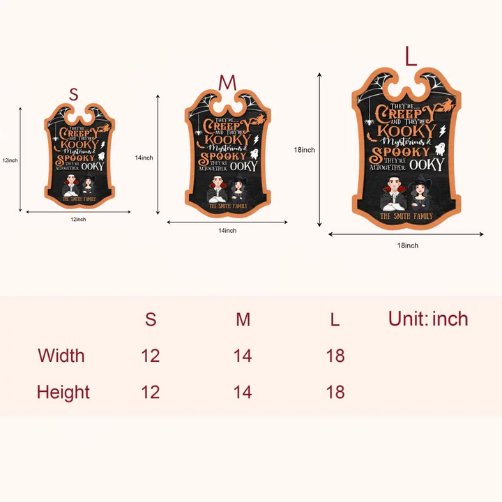 Personalized Custom Door Sign - Halloween Gift For Family, Family Members - They're Creepy And They're Kooky