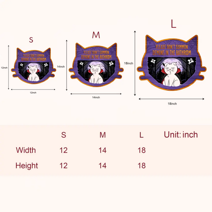 Please Don't Summon Demons In The Bathroom - Personalized Custom Door Sign - Halloween Gift For Cat Lover, Cat Dad, Cat Mom, Dog Lover, Dog Mom, Dog Dad