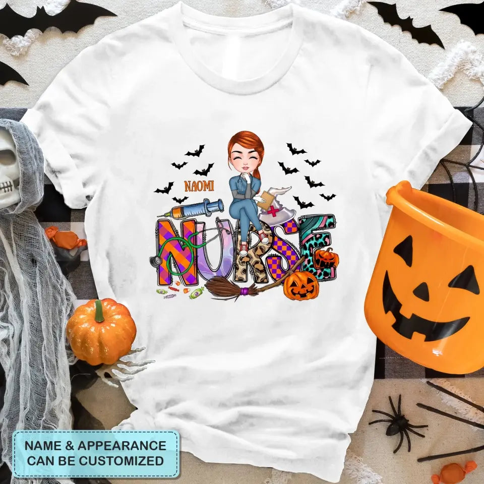 Halloween Nurse V2 - Personalized Custom T-shirt - Halloween, Nurse's Day, Appreciation Gift For Nurse