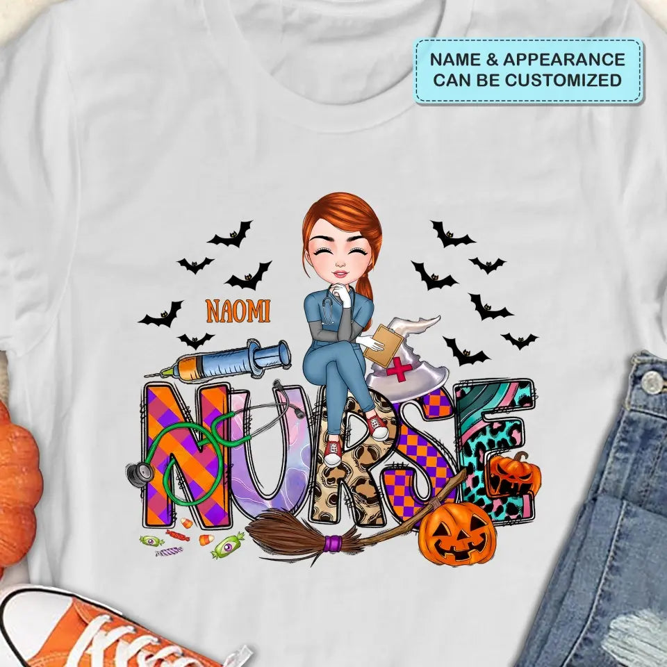 Halloween Nurse V2 - Personalized Custom T-shirt - Halloween, Nurse's Day, Appreciation Gift For Nurse