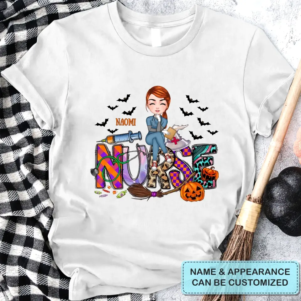Halloween Nurse V2 - Personalized Custom T-shirt - Halloween, Nurse's Day, Appreciation Gift For Nurse