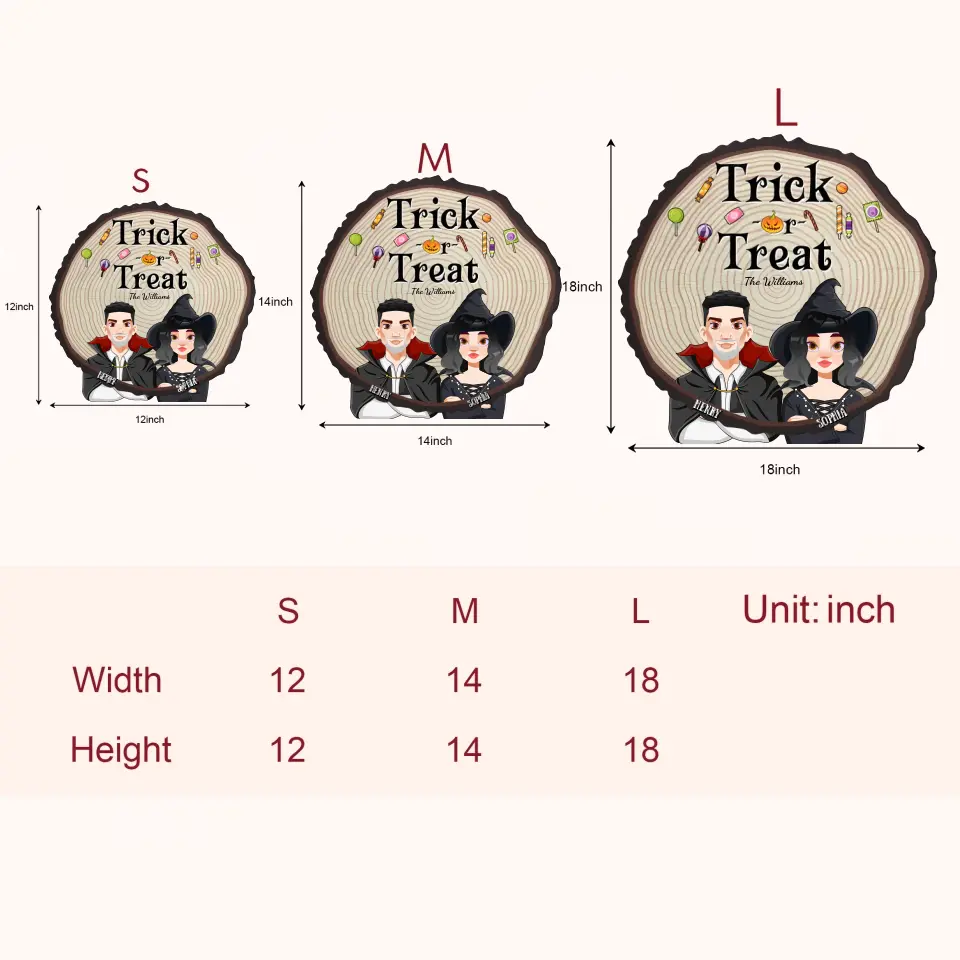 Trick Or Treat - Personalized Custom Door Sign - Halloween Gift For Mom, Dad, Family Member