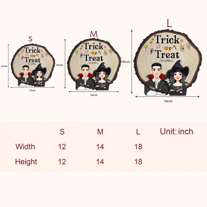 Trick Or Treat - Personalized Custom Door Sign - Halloween Gift For Mom, Dad, Family Member