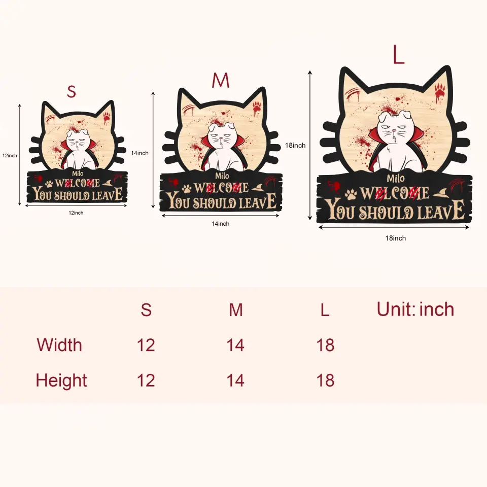 Welcome You Should Leave - Personalized Custom Door Sign - Halloween Gift For Cat Lover, Cat Mom, Cat Dad