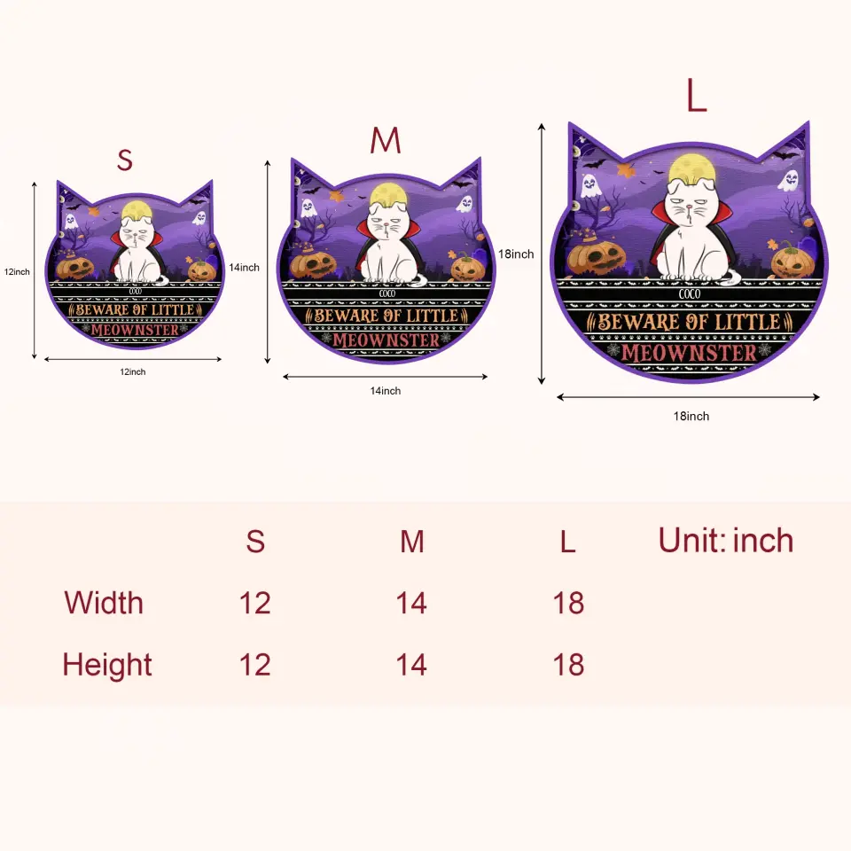 Beware Of Little Meownsters - Personalized Custom Door Sign - Halloween Gift For Cat Lover, Cat Mom, Cat Dad