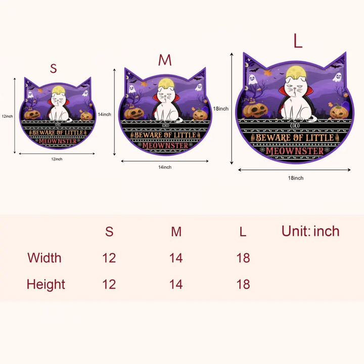 Beware Of Little Meownsters - Personalized Custom Door Sign - Halloween Gift For Cat Lover, Cat Mom, Cat Dad