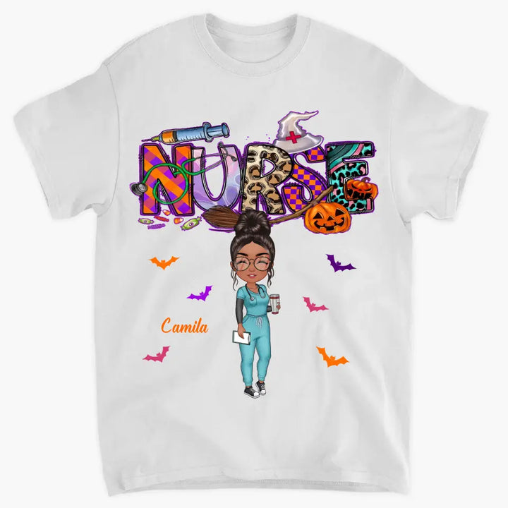 Nurse Spooky Season - Personalized Custom T-shirt - Halloween, Nurse's Day, Appreciation Gift For Nurse