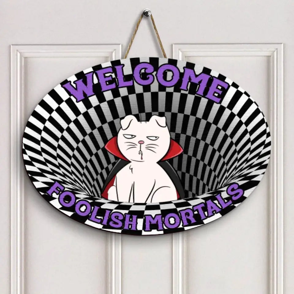 Dog Cat Halloween - Personalized Custom Door Sign - Halloween Gift For Pet Mom, Pet Dad, Pet Lover, Pet Parents