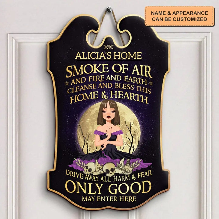 Sky Above Earth Below - Personalized Custom Door Sign - Halloween Gift For Witch