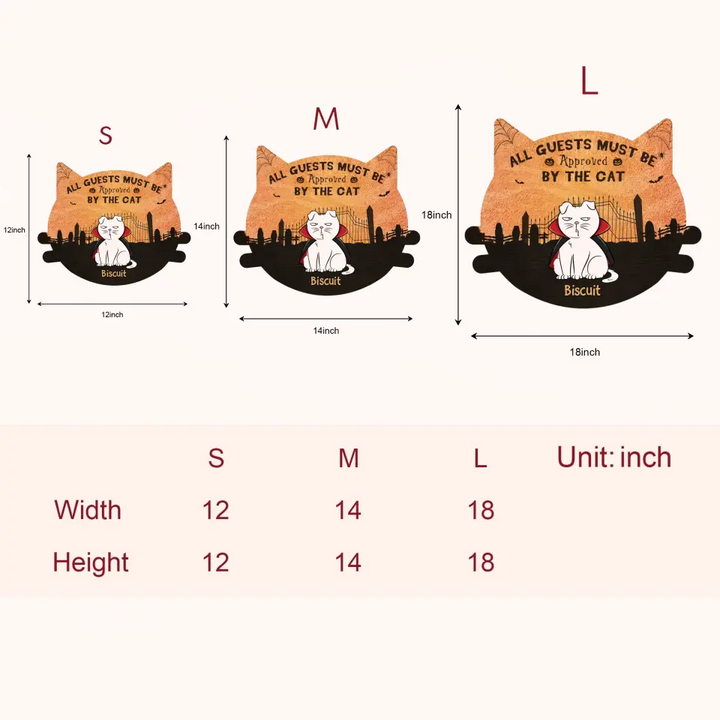 All Guests Must Be Approved By The Cats - Personalized Custom Door Sign - Halloween Gift For Cat Mom, Cat Dad, Cat Lover, Cat Owner