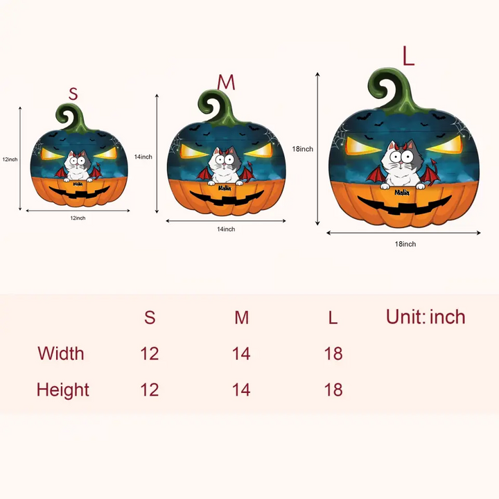 Pumkin Cat Halloween Door Sign - Personalized Custom Door Sign - Halloween Gift For Cat Mom, Cat Dad, Cat Lover, Cat Owner