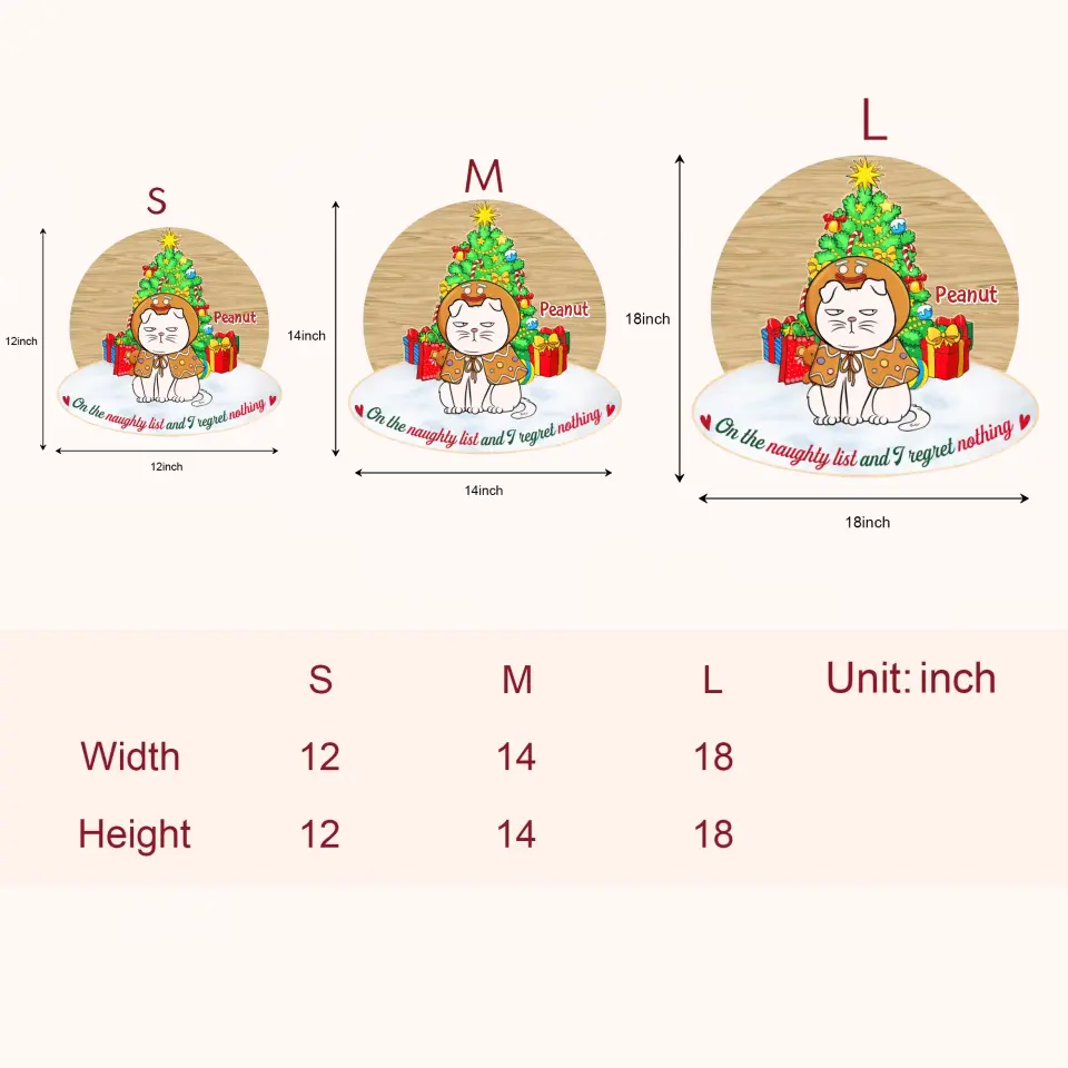 On The Naughty List We Regret Nothing - Personalized Custom Door Sign - Christmas Cat Funny - Gift For Cat Mom, Cat Dad, Cat Lover, Cat Owner