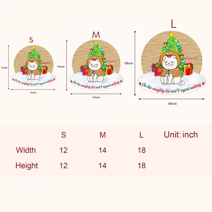 On The Naughty List We Regret Nothing - Personalized Custom Door Sign - Christmas Cat Funny - Gift For Cat Mom, Cat Dad, Cat Lover, Cat Owner