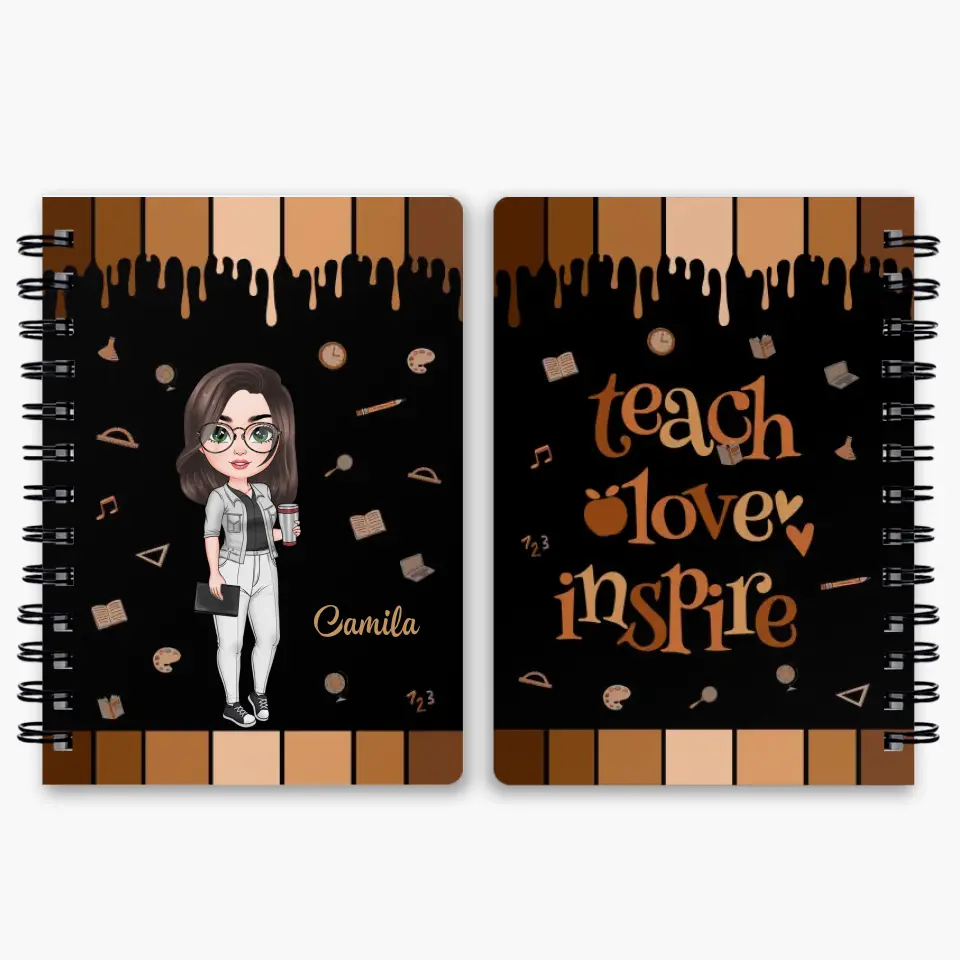 Teach Love Inspire - Personalized Custom Spiral Journal - Teacher's Day,  Appreciation Gift For Teacher
