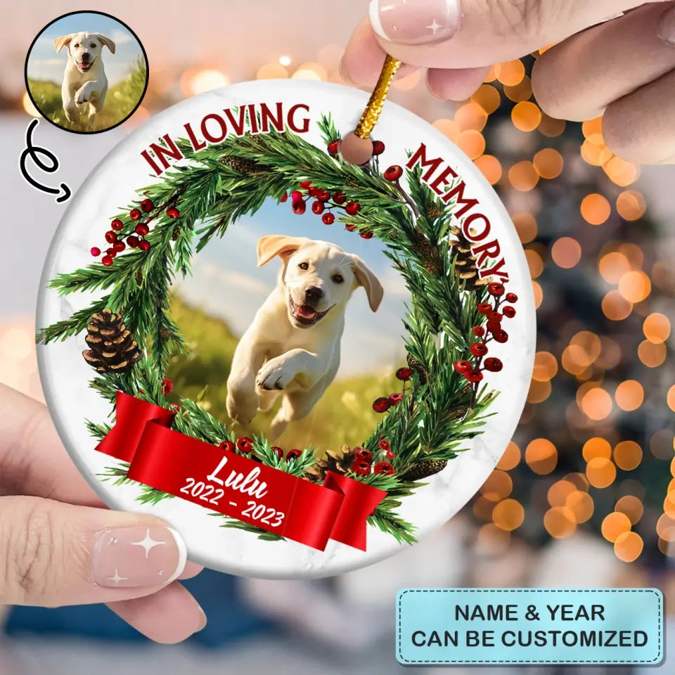 In Loving Memory - Personalized Custom Ceramic Ornament - Memorial Gift For Pet Lover