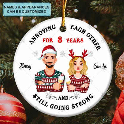 Annoying Each Other - Personalized Custom Ceramic Ornament - Christmas Gift For Couple, Wife, Husband