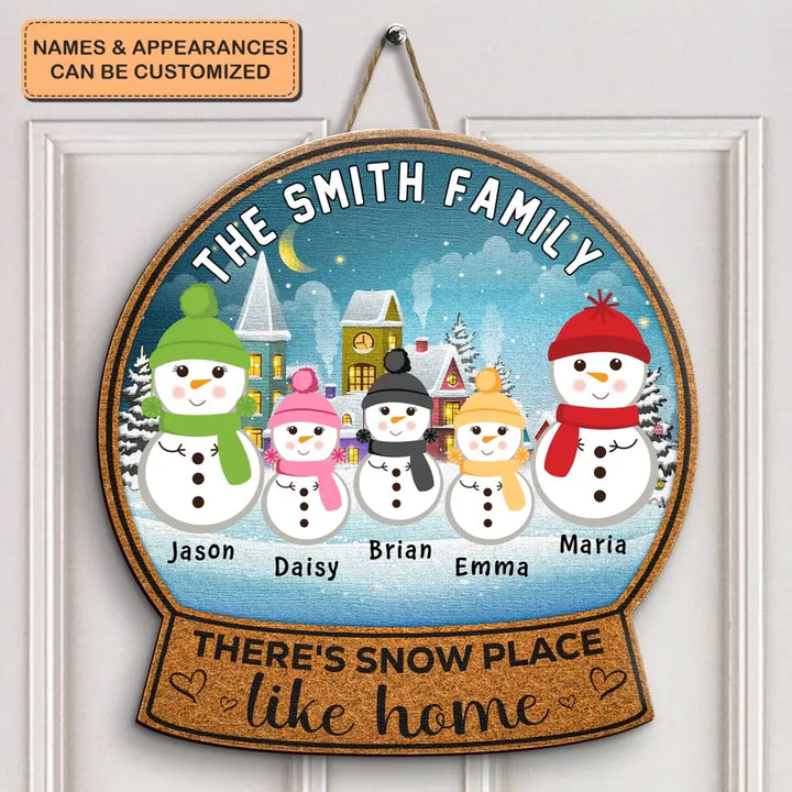There's Snow Place Like Home - Personalized Custom Door Sign - Christmas Gift For Family
