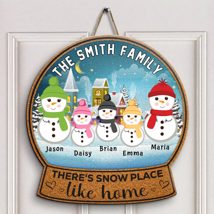 There's Snow Place Like Home - Personalized Custom Door Sign - Christmas Gift For Family