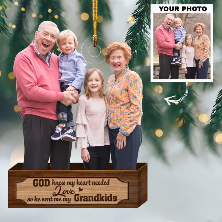 God Knew My Heart Needed Love - Personalized Custom Photo Mica Ornament - Christmas Gift For Family Member, Mom, Dad, Grandma, Grandpa AGCPD040