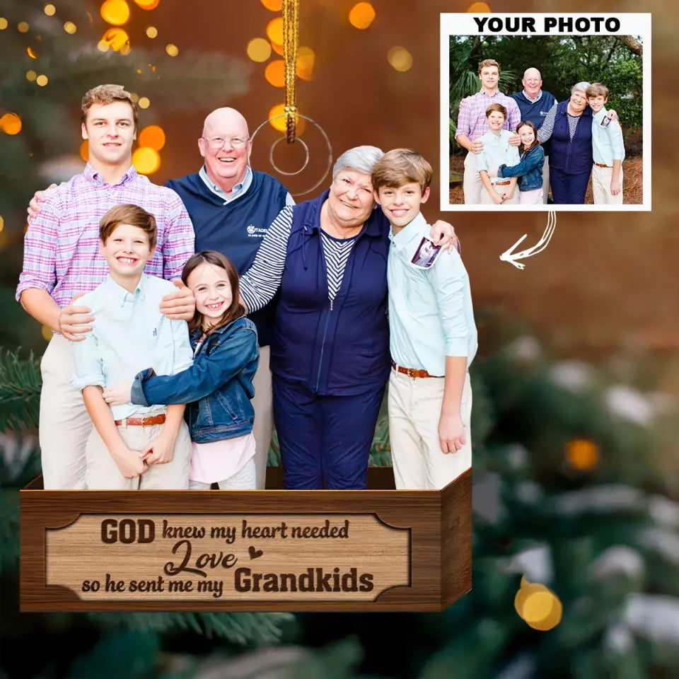 God Knew My Heart Needed Love - Personalized Custom Photo Mica Ornament - Christmas Gift For Family Member, Mom, Dad, Grandma, Grandpa AGCPD040