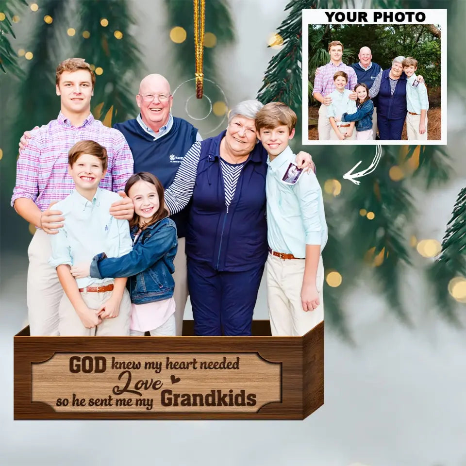 God Knew My Heart Needed Love - Personalized Custom Photo Mica Ornament - Christmas Gift For Family Member, Mom, Dad, Grandma, Grandpa AGCPD040