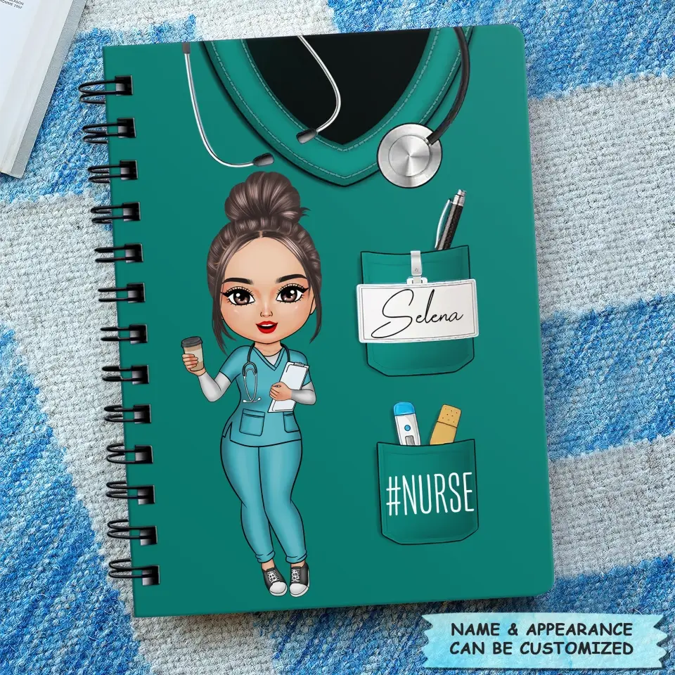 Nurse Life Pretty Doll - Personalized Custom Spiral Journal - Nurse's Day, Appreciation Gift For Nurse