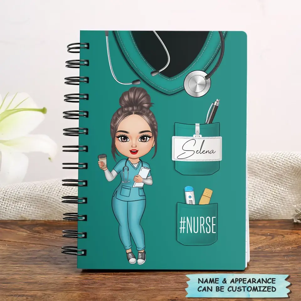 Nurse Life Pretty Doll - Personalized Custom Spiral Journal - Nurse's Day, Appreciation Gift For Nurse
