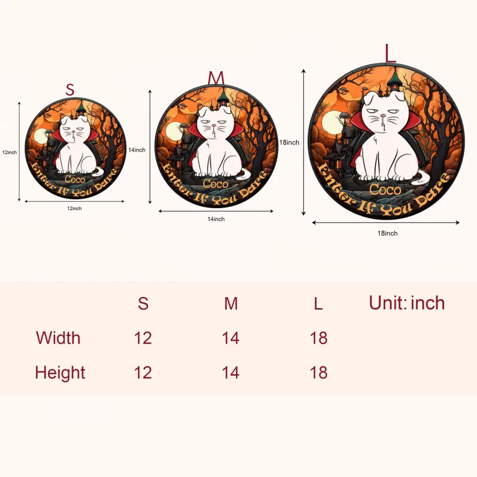 Enter If You Dare - Personalized Custom Door Sign - Halloween Gift For Cat Mom, Cat Dad, Cat Lover, Cat Owner