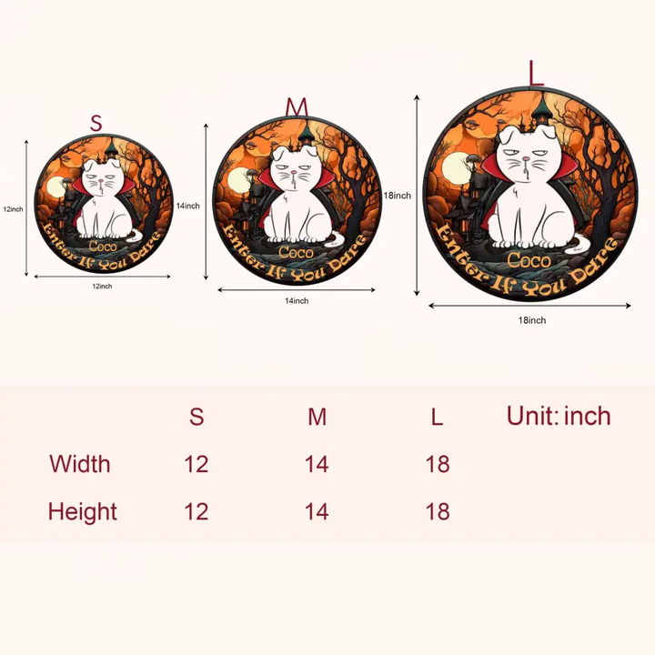 Enter If You Dare - Personalized Custom Door Sign - Halloween Gift For Cat Mom, Cat Dad, Cat Lover, Cat Owner