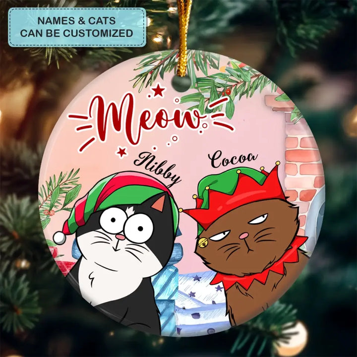 Meowy Catmas - Personalized Custom Ceramic Ornament - Christmas Gift For Cat Mom, Cat Dad, Cat Lover, Cat Owner