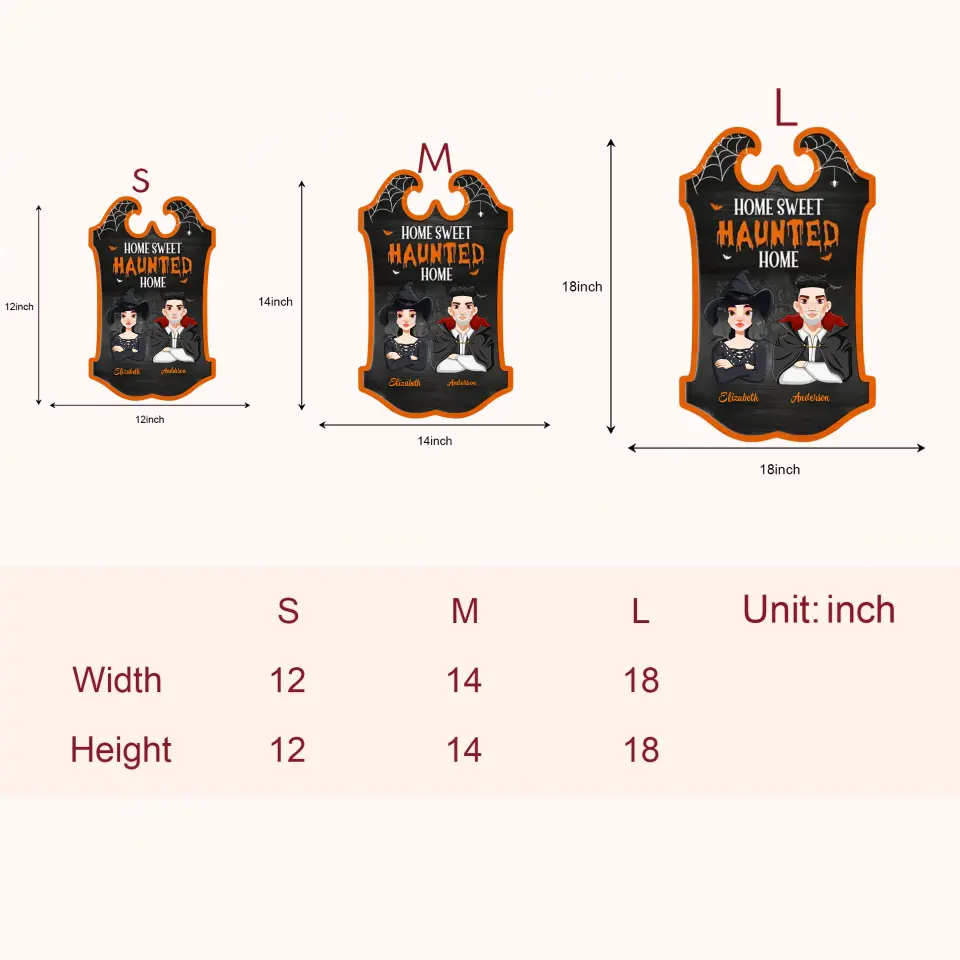 Personalized Custom Door Sign - Home Decor, Halloween Gift For Couple, Husband, Wife - Sweet Haunted Home