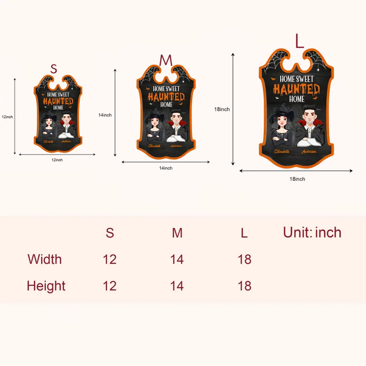 Personalized Custom Door Sign - Home Decor, Halloween Gift For Couple, Husband, Wife - Sweet Haunted Home