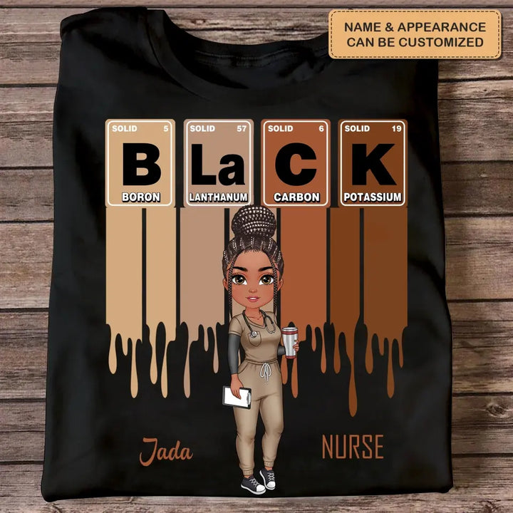 Black Nurse Element - Personalized Custom T-shirt - Nurse's Day, Appreciation Gift For Nurse