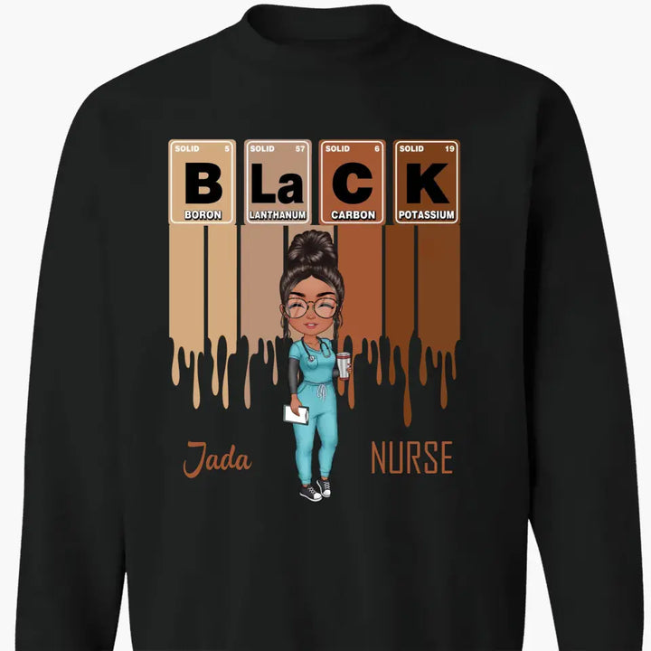 Black Nurse Element - Personalized Custom T-shirt - Nurse's Day, Appreciation Gift For Nurse