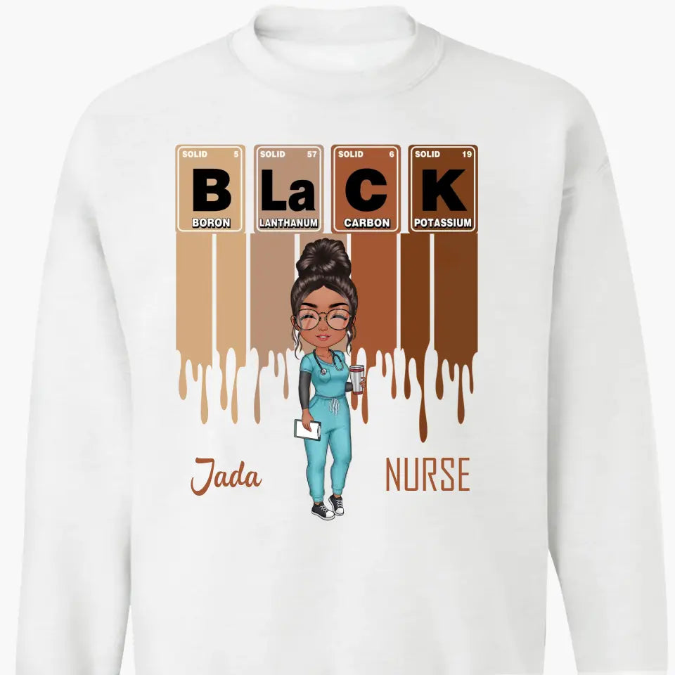 Black Nurse Element - Personalized Custom T-shirt - Nurse's Day, Appreciation Gift For Nurse