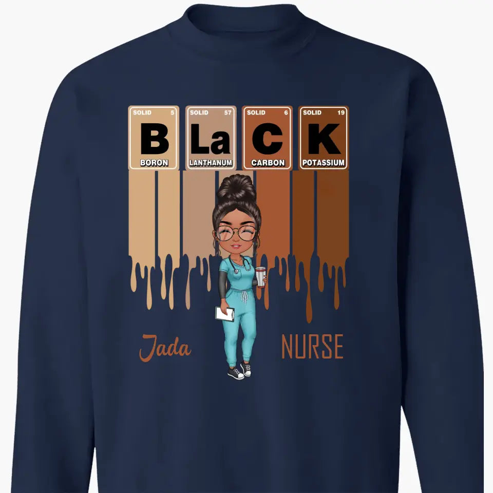 Black Nurse Element - Personalized Custom T-shirt - Nurse's Day, Appreciation Gift For Nurse